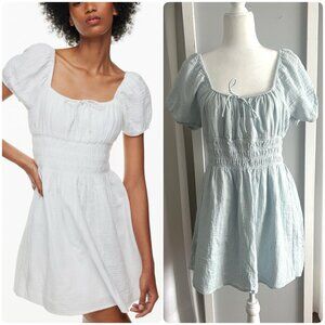 Aritzia Soft Blue Puff Sleeve Mini Dress